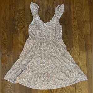 Mauve and White Floral Dress